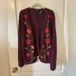 CRAZY HORSE COLLECTION EMBROIDERED CARDIGAN 1X